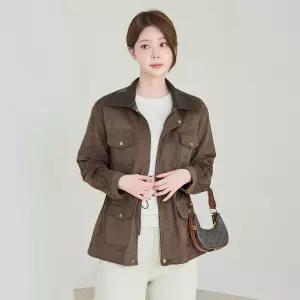 페이크레더 카라 배색 스웨이드 사파리 자켓_M2609JK068C
