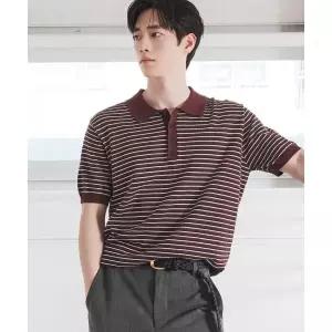 DRAW FIT [서강준 PICK]리포즈 스트라이프 폴로 니트 [BURGUNDY] DFKN6207BGD 478636