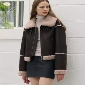 [국내정품] 드로우핏 DRAW FIT 시어링 크롭 무스탕 자켓 [BROWN SUEDE] DFWMJK3302BRSD