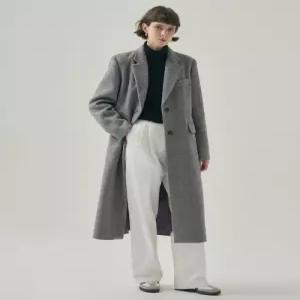 [국내정품] 드로우핏 DRAW FIT 래빗 앙고라 울 핸드메이드 싱글 롱 코트 [M.GREY] DFWMCT5491MGR