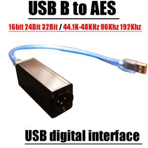 USB B-AES 디지털 출력 인터페이스, 16 비트, 24 32 44.1K-48KHz, 96KHz, 192KHz, 스테이지 오디오 믹서, Win10 Mac Android Linux