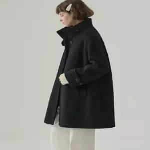 [국내정품] 드로우핏 DRAW FIT 래빗 앙고라 울 핸드메이드 플레어 하프 코트 [BLACK] DFWMCT5493BK