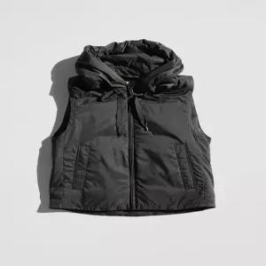 헤지스 여성 26FW [NOVA-AERO] 후드 다운 베스트 다크카키 HSJU6D003K3
