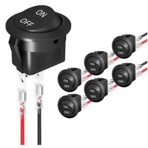 12V 라운드 로커 스위치 AC 6A/250V 10A/125V SPST 2 핀 On/Off 토글 자동차 보트 RV 블랙