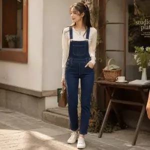 쉐린 데님 오버롤 슬림핏 멜빵 청바지 SD-262083 청멜빵