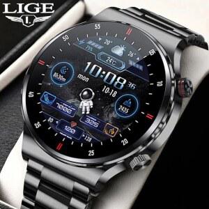 LIGE ECG PPG 블루투스 통화 스마트 워치 남성용, 2023 스포츠 팔찌, NFC 방수 커스텀 페이스, IOS 안드로이드용 스마트워치