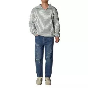 [리빌모아]남자 심플 오픈카라 스트라이프 니트 KSM KNA SA0522004 그레이 R_P437758842