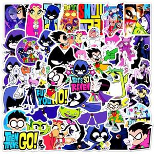50Pcs 만화 틴 타이탄스 스티커 DIY 스크랩북 수하물 스케이트 보드 장식 방수 낙서 데칼