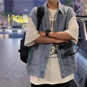 남성2컬러 루즈핏 데일리청데님 조끼베스트 INSUM226캐주얼 패션 여름 자켓 조끼 오버쪼