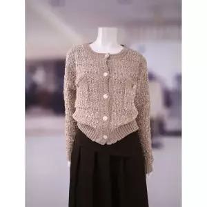 한정수량 보니스팍스 라운드넥 골드버튼 트위드 가디건 XQ9KC949T0 2850596