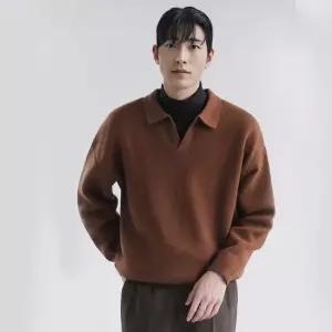 리빌모아 남자 캐주얼 루즈핏 와플 오픈카라 니트 티셔츠 OC-KNA-SWFFSDV1-R