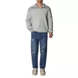 리빌모아 남자 심플 오픈카라 스트라이프 니트 KSM-KNA-SA0522004-그레이-R