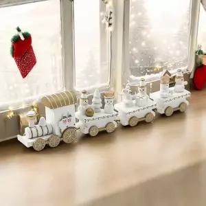 [알티피아]스노우 크리스마스 원목 기차(화이트) 나무기차 장식
