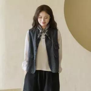 엄마옷 마담4060 [내추럴포엠]헤링본포켓조끼 -QVE2609011-