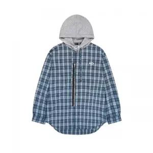 [정품] OPENYARD(OY) S.L CHECK ZIPPER 후드 SHIRTS - 블루 933889