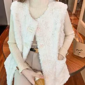 [리빌모아]여자 데일리 라운드 페이크 퍼 포켓 조끼 SDW-VEW-SLL1001113-R1