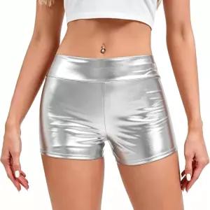 할로윈 코스프레 의상을 위한 파초쿠메 여성용 반짝이는 메탈릭 부티 쇼츠