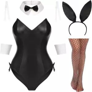 Avidlove 여성용 토끼 코스튬 란제리 세트 for Women Sexy Halloween One Piece Bodysuit Stockings Set