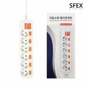 Q 자동소화 개별 멀티탭 6구 5M DYM-SG6C-SI SFEX