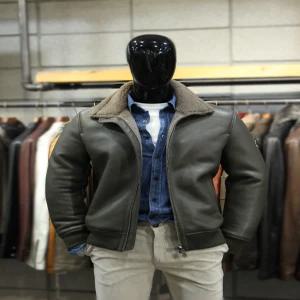 빠니깔레 PU레더하이넥블루종 카키브라운인조무스탕점퍼 m-icjp61br