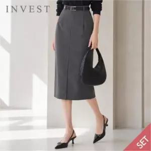 [인베스트] [벨트 SET] H라인 슬릿 롱 스커트_IN6F1SK8070