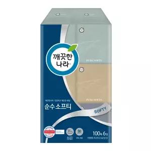 오피스넥스 깨끗한나라 먼지적은 미용티슈(100매X6입)