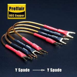 4PCS Preffair 실버 도금 7N OCC 점퍼 오디오 케이블 브리지 링크 스피커 10-30cm 바나나/Y 스페이드 플매