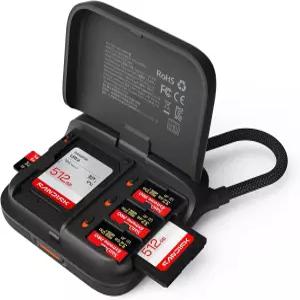 PGYTECH 미니 SD 카드 리더 케이스 2-in-1 UHS-II 4.0/Micro CreateMate 고속 듀얼 슬롯 전송/USB
