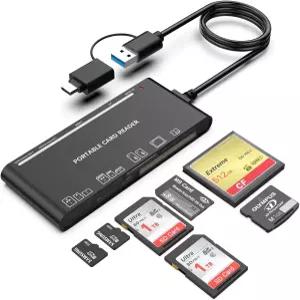 USB C SD CF Micro XD MS 카드용 멀티 리더기 - Windows Mac Linux Android용 7-in-1 어댑터 허브