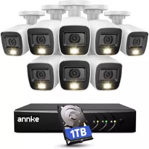 ANNKE 8CH 3K Lite 유선 카메라 시스템 8X CCTV 1TB 하드 드라이브 H.265 8채널 감시 DVR AI 사람/차량