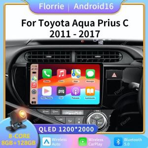안드로이드 16 카플레이 4G WIFI 카 라디오 도요타 아쿠아 프리우스 C 2011-2017용 네비게이션 GPS 멀티미