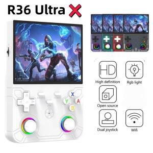 새로운 R36 울트라 X 휴대용 레트로 비디오 게임 콘솔 IPS 화면 128GB 게임 내장형 포켓 플레이어 (리눅스