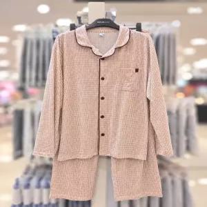 [애니바디][애니바디] 공용 피치기모 9부 파자마세트 체크 ANJS26W44