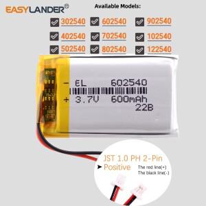 JST1.0 2P 3.7V 1000mAh 902540 리포 폴리머 배터리