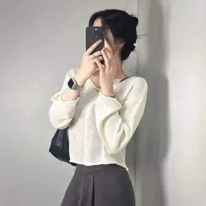 시스루티 여름 니트 여리 보트넥 입술넥 그물 시스루 티 2color