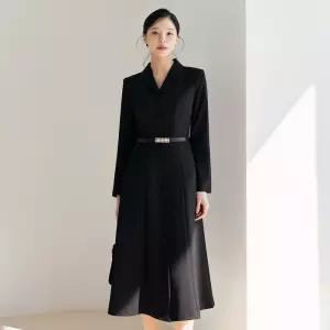 시크라인 (~XXL까지) 다메드 숄카라 벨트 플레어 원피스 봄 가을 오피스룩 하객룩 데이트룩 모임룩 미시룩