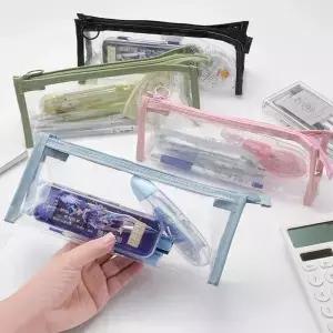 PVC 투명 연필 케이스 대용량 카와이 상자 숙녀 화장품 가방 학교 사무용품으로 돌아 가기 귀여운 편지지