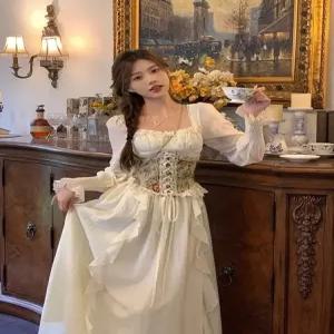 빈티지 코르셋 원피스 중세 프릴 롱원피스 유럽풍 드레스