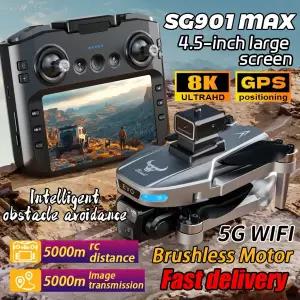 전문 SG901 MAX GPS 드론 8K 듀얼 카메라 공중 FPV 브러시리스 대형 스크린 원격 제어 드론으로 장애물 방