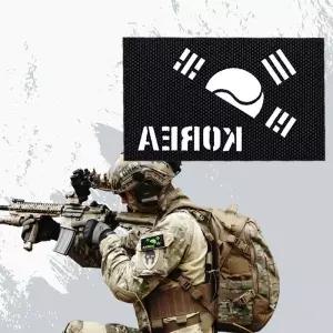 블랙 원단 야광 반 태극기 KOREA 패치 와펜 홀로그램 오로라 KW97B6A7
