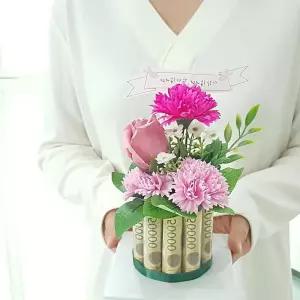 미니케익용돈박스 10 핑크 어버이날 용돈케이크 선물 비누꽃 돈나오는용돈박스 돈나오는케이크 KWA11702