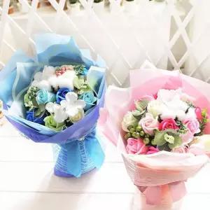 코튼 비누장미 꽃다발 블루 비누꽃 화이트데이 선물 재롱잔치꽃 기념일 졸업식 GW2BFC2C