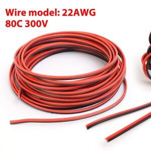 22AWG 전선 2핀 연장 케이블 주석 도금 구리 코드 300V 자동차 트럭 오토바이 LED 라이트 스트립 전원 공