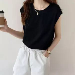 여성 민소매티 루즈핏 캡소매 티셔츠 나시티 2컬러