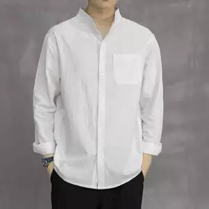 남성 베이직 3컬러 린넨 차이나카라 긴팔 남자 셔츠