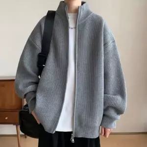 하이넥 니트 집업 여성용 가을 겨울 아우터 상의 따뜻한 스탠드 카라 가디건 집업 티셔츠 데일리룩 니트 자