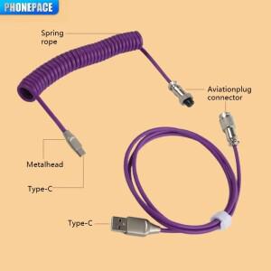 기계식 키보드용 USB 타입 C 코일 케이블 데스크탑 컴퓨터용 3M Max Aviator 항공 커넥터