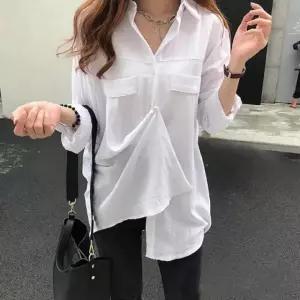 여자 예쁜 칼라 루즈핏 블라우스 기본 여친룩 셔츠