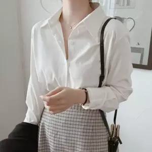 여성 화이트 블랙 정장 캐주얼 스타일 심플 블라우스
