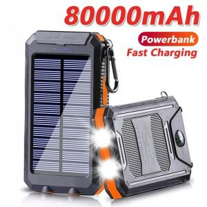태양광 보조베터리 80000mAh 휴대용 충전 Poverbank 외부 모든 스마트폰을 위한 강력한 빛 LDE